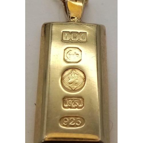 689 - Limited Edition of 2012 Pieces, Diamond Jubilee, ¼ Ounce Diamond Set Sterling Silver Gilt Ingot Pend... 