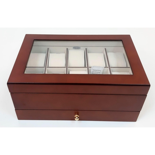 793 - An Excellent Condition Ex Display Wooden Watch Display Box by Mele & Co. 10 Watch Top and separate a... 