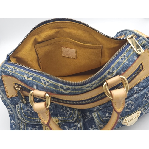 130 - 2005 Neo Speedy Louis Vuitton.
Indigo blue denim canvas/leather 2005 Neo Speedy bag from Louis Vuitt... 