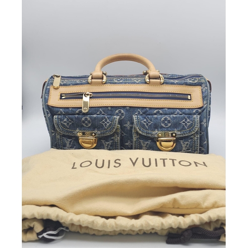 130 - 2005 Neo Speedy Louis Vuitton.
Indigo blue denim canvas/leather 2005 Neo Speedy bag from Louis Vuitt... 