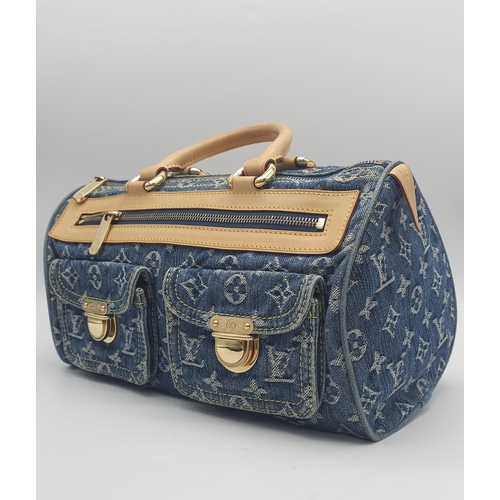 130 - 2005 Neo Speedy Louis Vuitton.
Indigo blue denim canvas/leather 2005 Neo Speedy bag from Louis Vuitt... 