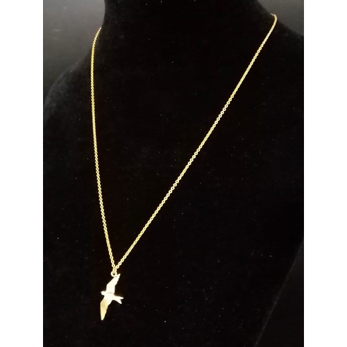 1073 - An Alex Monroe sterling silver with 18k gold vermeil swallow necklace on 18