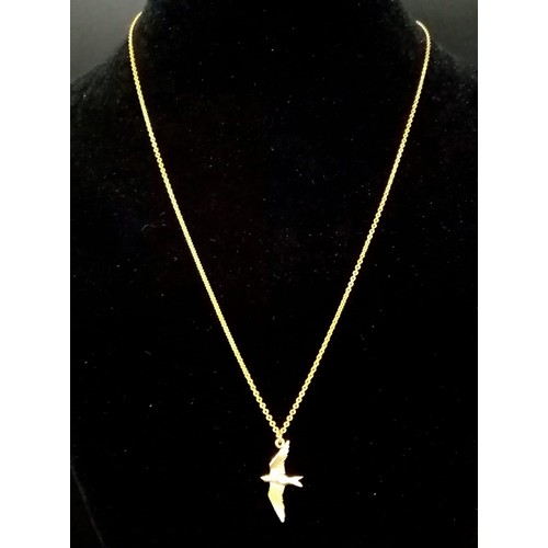 1073 - An Alex Monroe sterling silver with 18k gold vermeil swallow necklace on 18