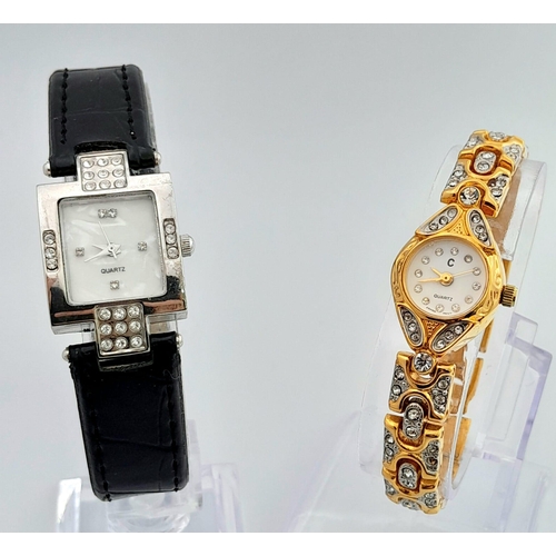 1146 - A Parcel of Two Ladies Stone Set Quartz Fashion Watches. 1) Two Tone Stone Set Bracelet Watch 21mm I... 