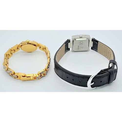 1146 - A Parcel of Two Ladies Stone Set Quartz Fashion Watches. 1) Two Tone Stone Set Bracelet Watch 21mm I... 