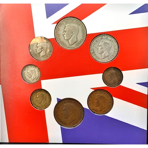 893 - An Uncirculated Mint Condition Set of 1943 British Coins from Farthing to Half Crown. Silver Weight ... 