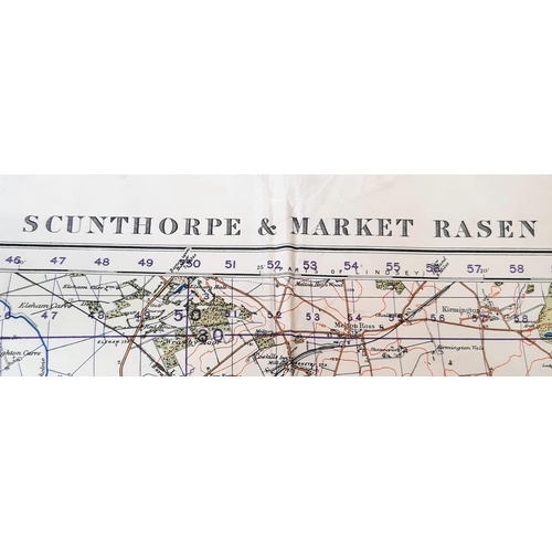 1048 - Two WW2 Issue Maps Comprising: 1) A War Office Issue 1932 revised 1940 Map of Scunthorpe & Market Ra... 