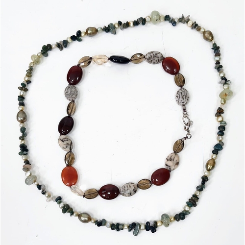 808 - A Parcel of 6 Vintage Stone Set Necklaces, Comprising 1) a Pearl Stone Set Enamel Cocktail Necklace,... 