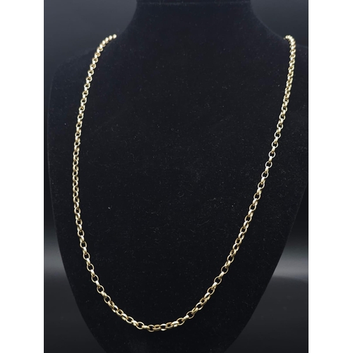 5 - A Vintage 9K Yellow Gold Oval Link Necklace. 60cm length. 13.8g weight.