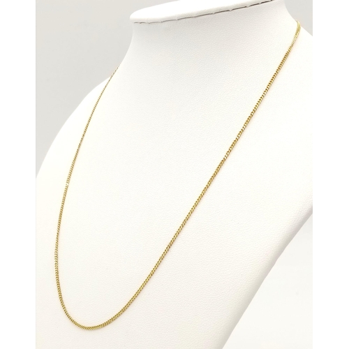 59 - An 18K Yellow Gold Small Curb Link Necklace. 44cm. 3.4g weight.