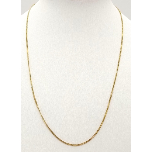 59 - An 18K Yellow Gold Small Curb Link Necklace. 44cm. 3.4g weight.