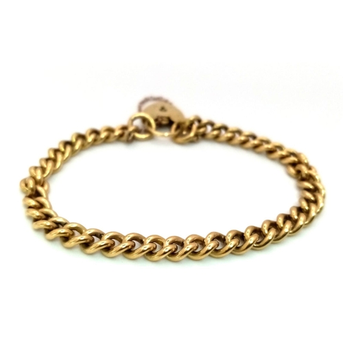 25 - A Vintage Possibly Antique 18K Yellow Gold Bracelet with Heart Clasp. Multiple hallmarks on links. 1... 