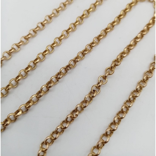 57 - A 9K Yellow Gold Belcher Link Necklace. 47cm length. 3.12g weight.