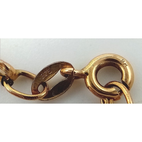 57 - A 9K Yellow Gold Belcher Link Necklace. 47cm length. 3.12g weight.