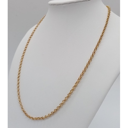 57 - A 9K Yellow Gold Belcher Link Necklace. 47cm length. 3.12g weight.