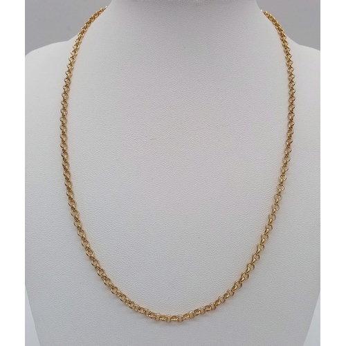 57 - A 9K Yellow Gold Belcher Link Necklace. 47cm length. 3.12g weight.