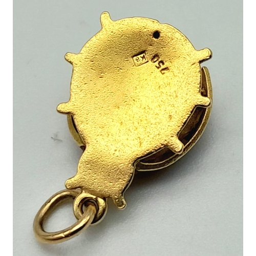 60 - An 18K Yellow Gold and Enamel Ladybird Pendant. 2cm. 2.05g total weight.