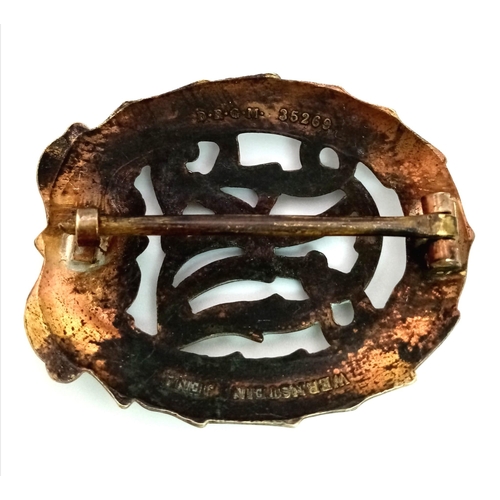 950 - 3rd Reich D.R.L Bronze Grade Sports Badge. Makers name on the rear.