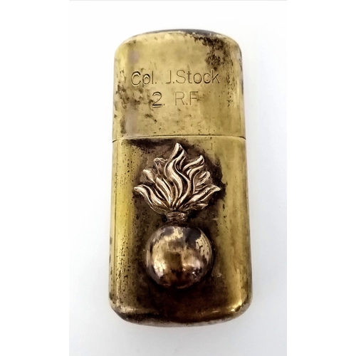 971 - WW1 Trench Lighter Dedicated to Cpl J. Stock of the 2nd Bn Royal Fusiliers Gallipoli 1915. UK Mainla... 