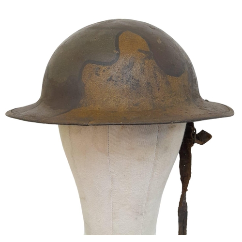 WW1 US Camouflage Brodie Helmet with field adapted French Adriane