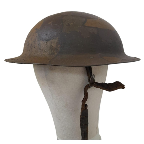 WW1 US Camouflage Brodie Helmet with field adapted French Adriane