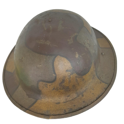 WW1 US Camouflage Brodie Helmet with field adapted French Adriane