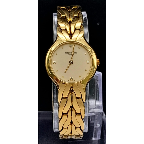 565 - A Glorious 18K Yellow Gold Patek Philippe 'La Flamme' Ladies Watch. 18k gold bracelet and case - 23m... 