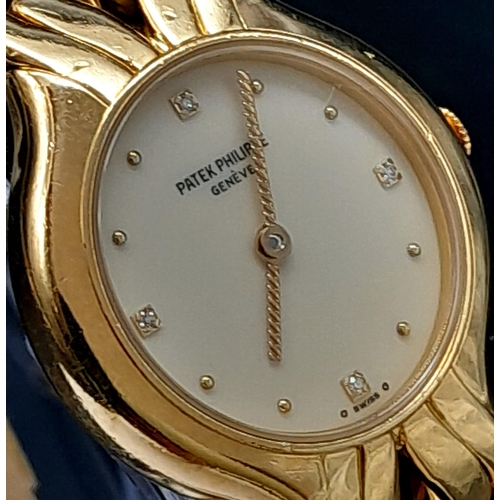 565 - A Glorious 18K Yellow Gold Patek Philippe 'La Flamme' Ladies Watch. 18k gold bracelet and case - 23m... 
