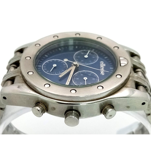 1605 - An Ellesse Chronograph Quartz Ladies Watch. Stainless steel strap and case - 36mm. Blue dial with th... 