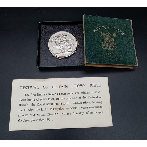 1762 - Lovely Festival of Britain 1951 Coin.

In good shape, original green box with papers. Some rubbing a... 