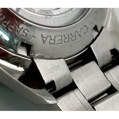 544 - An Automatic Tag Carrera Chronograph Gents Watch. Stainless steel strap and case - 42mm. Black dial ... 