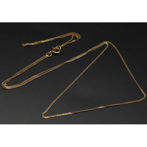 948 - A fine, 9 K yellow gold chain necklace, length: 46 cm, weight:  0.7 g.