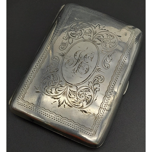 1760 - A 1904 Sterling Silver Cigarette Case by William Hutton & Sons, of Birmingham. 
Fully hallmarked, a ... 