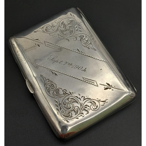 1760 - A 1904 Sterling Silver Cigarette Case by William Hutton & Sons, of Birmingham. 
Fully hallmarked, a ... 