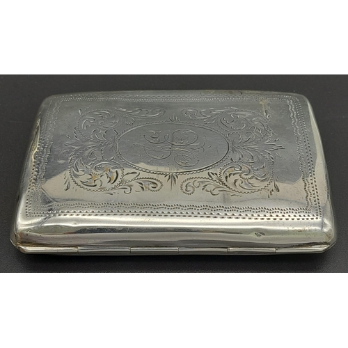 1760 - A 1904 Sterling Silver Cigarette Case by William Hutton & Sons, of Birmingham. 
Fully hallmarked, a ... 