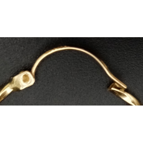 446 - A Pair of 14K Yellow Gold Hoop Earrings. Twist decoration. 25mm diameter. 1.56g weight.