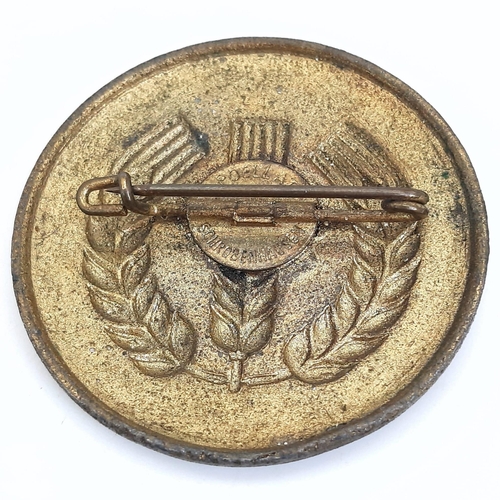 458 - A German WW2 Era Gold-Toned Brooch/Badge. Text of Kreigserntedank. An. Die. Bauerin - Landesbauernsc... 