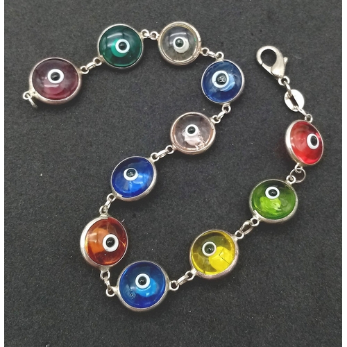 778 - Sterling Silver Lucky Eye Protection Bracelet.
Multiply coloured eyes that not only protect, but cat... 