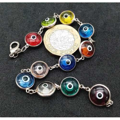 778 - Sterling Silver Lucky Eye Protection Bracelet.
Multiply coloured eyes that not only protect, but cat... 