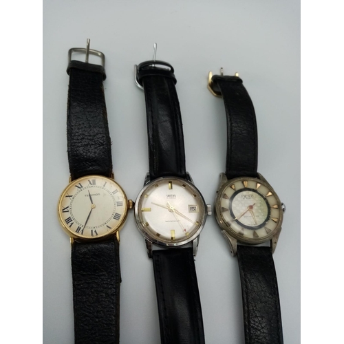 932 - Three Vintage Mechanical Gents Watches - Smiths, Fero and Technos. All work but no guarantees.