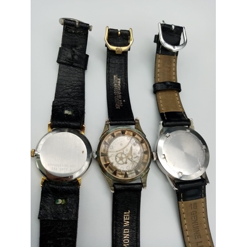 932 - Three Vintage Mechanical Gents Watches - Smiths, Fero and Technos. All work but no guarantees.