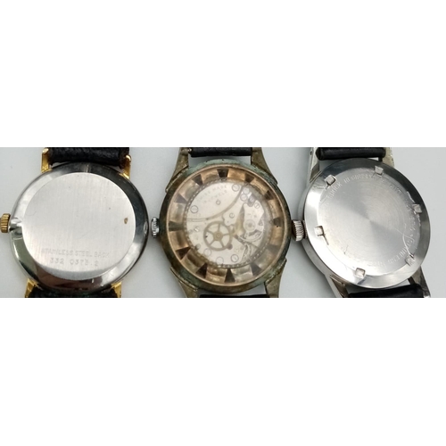 932 - Three Vintage Mechanical Gents Watches - Smiths, Fero and Technos. All work but no guarantees.