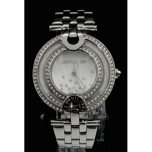 181 - A fabulous, Italian designed, CERRUTI 1881 watch with floating “Happy diamonds” (synthetic). Case wi... 