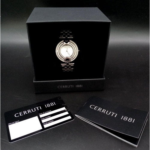 181 - A fabulous, Italian designed, CERRUTI 1881 watch with floating “Happy diamonds” (synthetic). Case wi... 