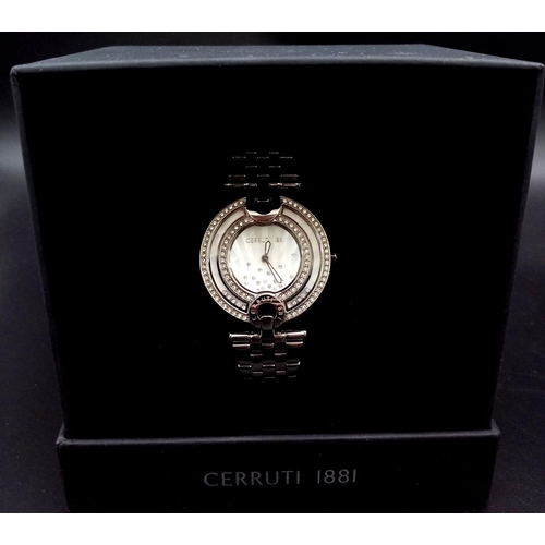 181 - A fabulous, Italian designed, CERRUTI 1881 watch with floating “Happy diamonds” (synthetic). Case wi... 