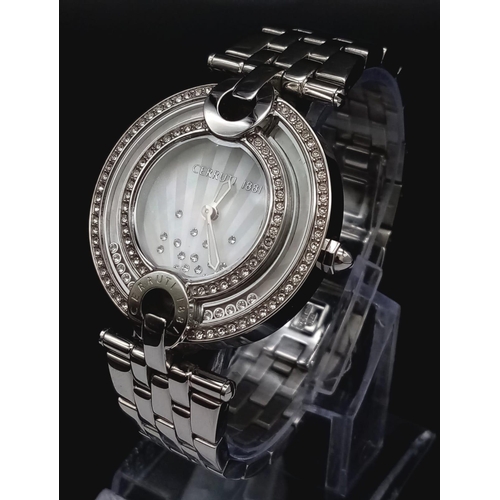 181 - A fabulous, Italian designed, CERRUTI 1881 watch with floating “Happy diamonds” (synthetic). Case wi... 