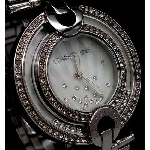 181 - A fabulous, Italian designed, CERRUTI 1881 watch with floating “Happy diamonds” (synthetic). Case wi... 