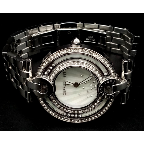 181 - A fabulous, Italian designed, CERRUTI 1881 watch with floating “Happy diamonds” (synthetic). Case wi... 