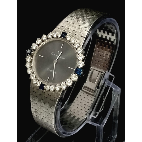 295 - A Vintage 18K White Gold Omega Constellation Ladies Dress Watch. 18k gold bracelet and oval case - 2... 