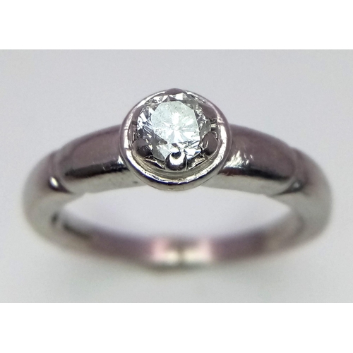 250 - A 9K White Gold Diamond Solitaire Dress Ring. 0.25ct. Size L. 
3.1g total weight. Ref: 7030